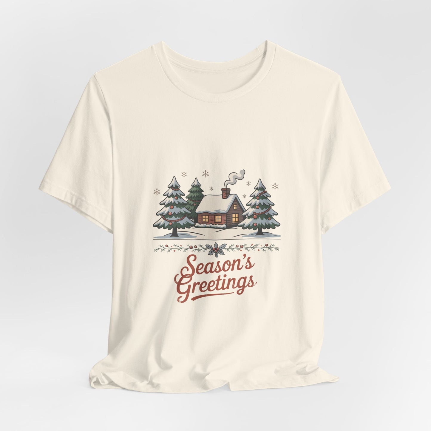Season's Greetings Vintage Christmas Tee | retro holiday postcard, sepia holiday
