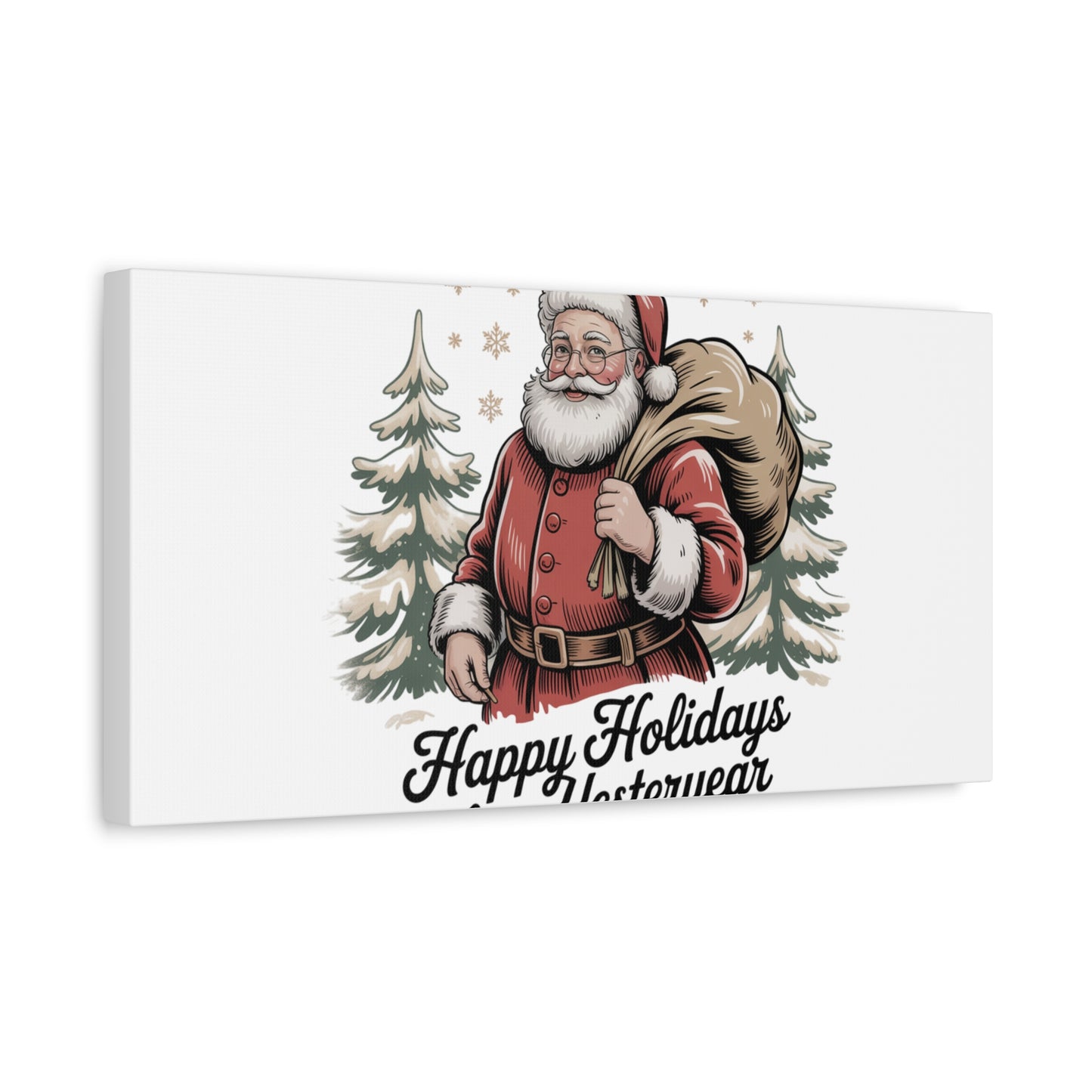 Vintage Christmas Postcard Canvas | Retro Holiday Card Design, Sepia Holiday