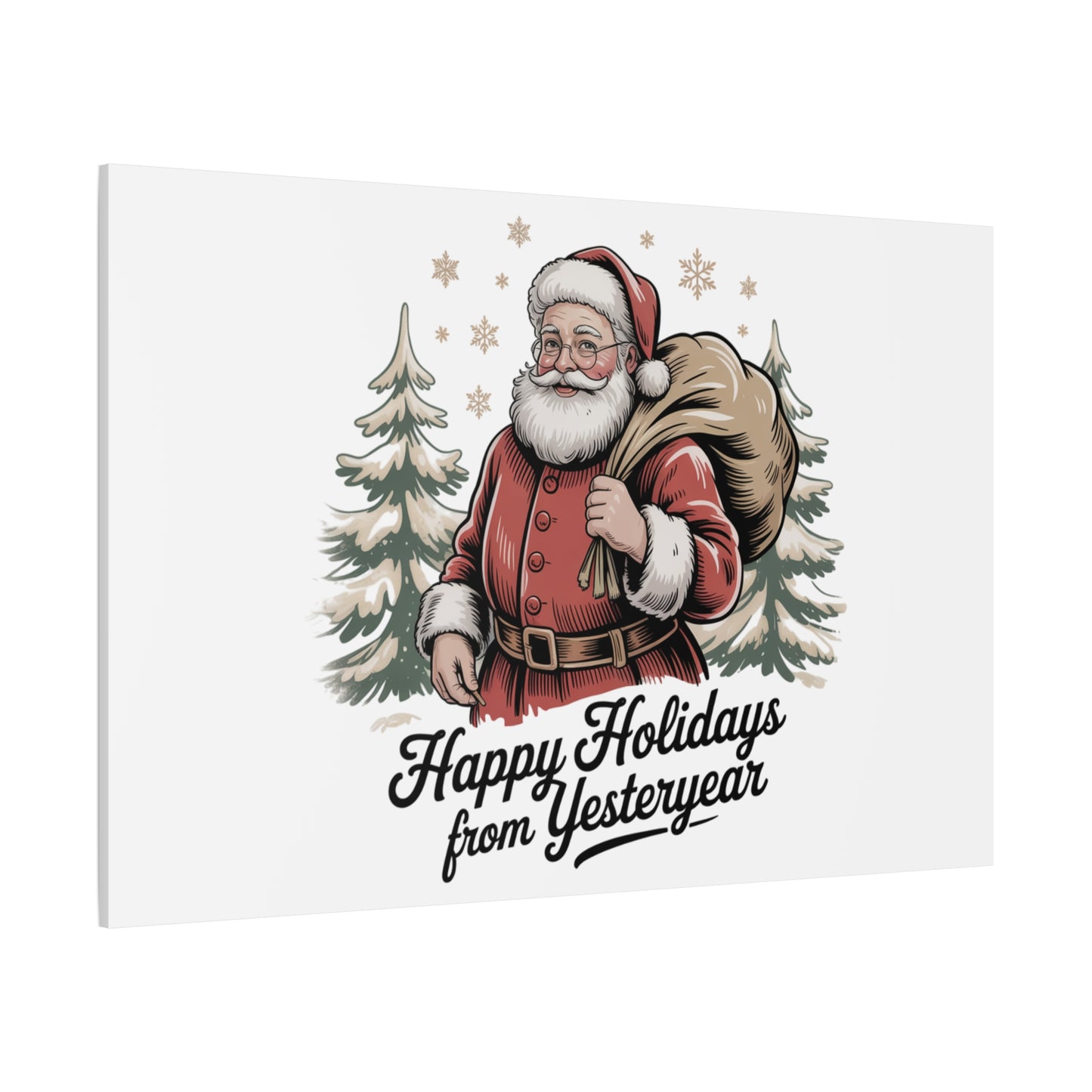 Vintage Christmas Postcard Canvas | Retro Holiday Card Design, Sepia Holiday