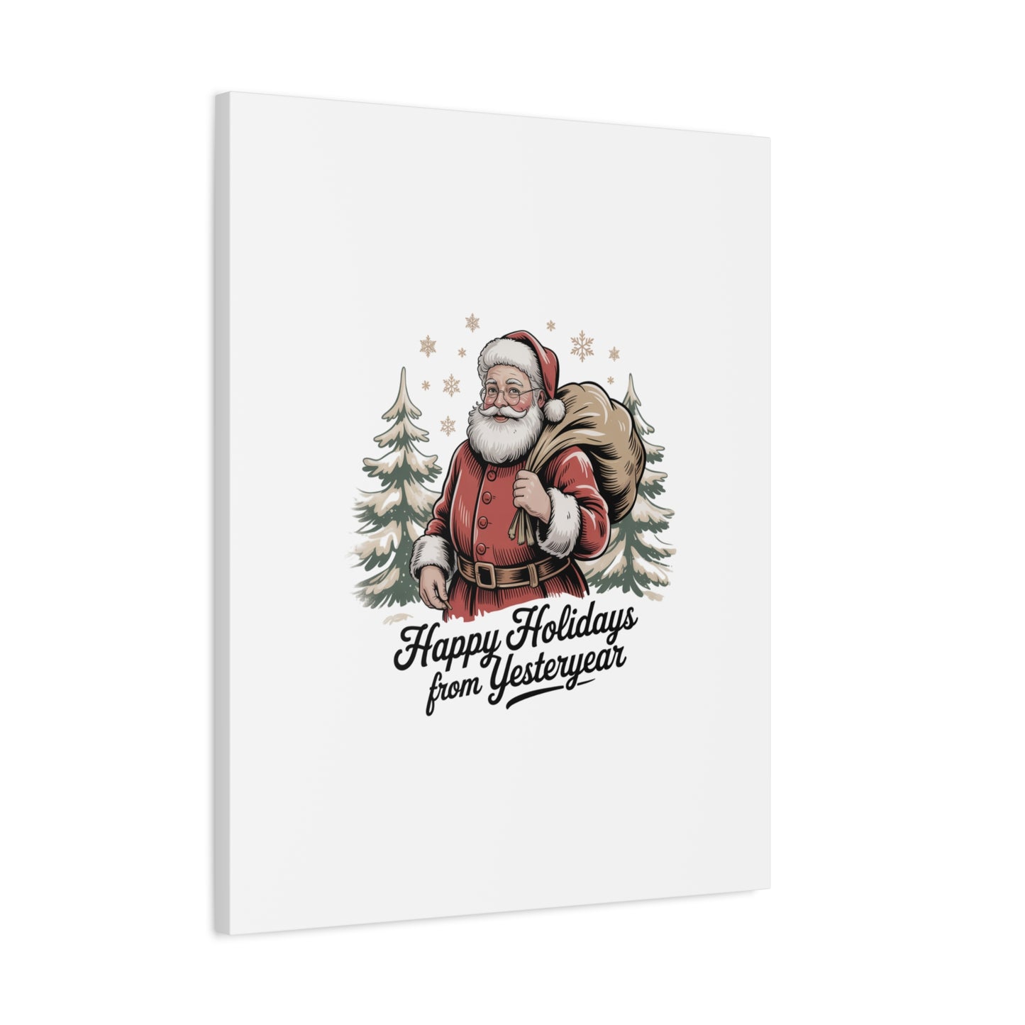 Vintage Christmas Postcard Canvas | Retro Holiday Card Design, Sepia Holiday
