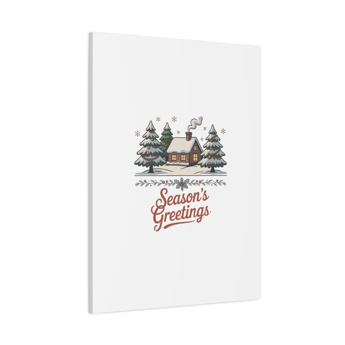 Vintage Christmas Postcard Seasons Greetings Canvas | Retro Holiday Card Design