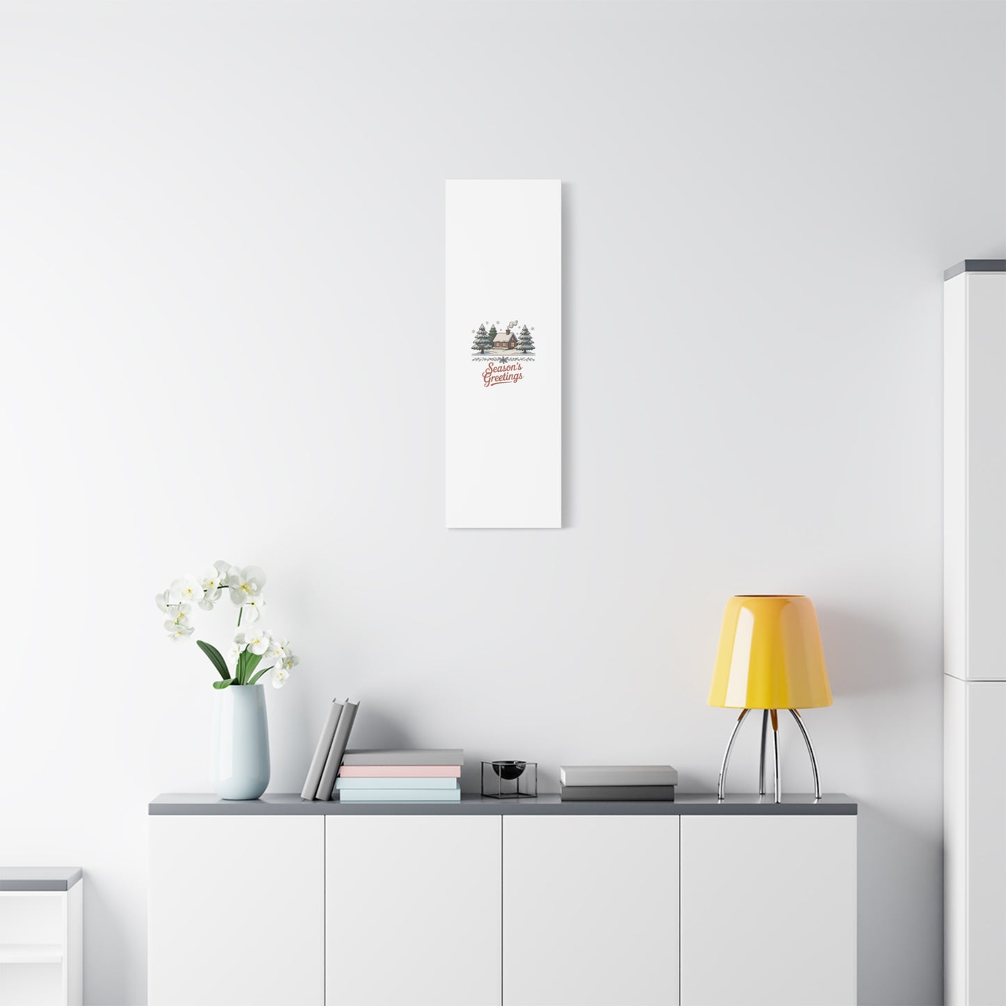 Vintage Christmas Postcard Seasons Greetings Canvas | Retro Holiday Card Design